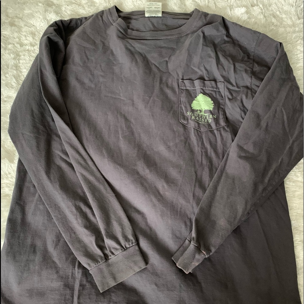 Gray long sleeve southern raised t shirt